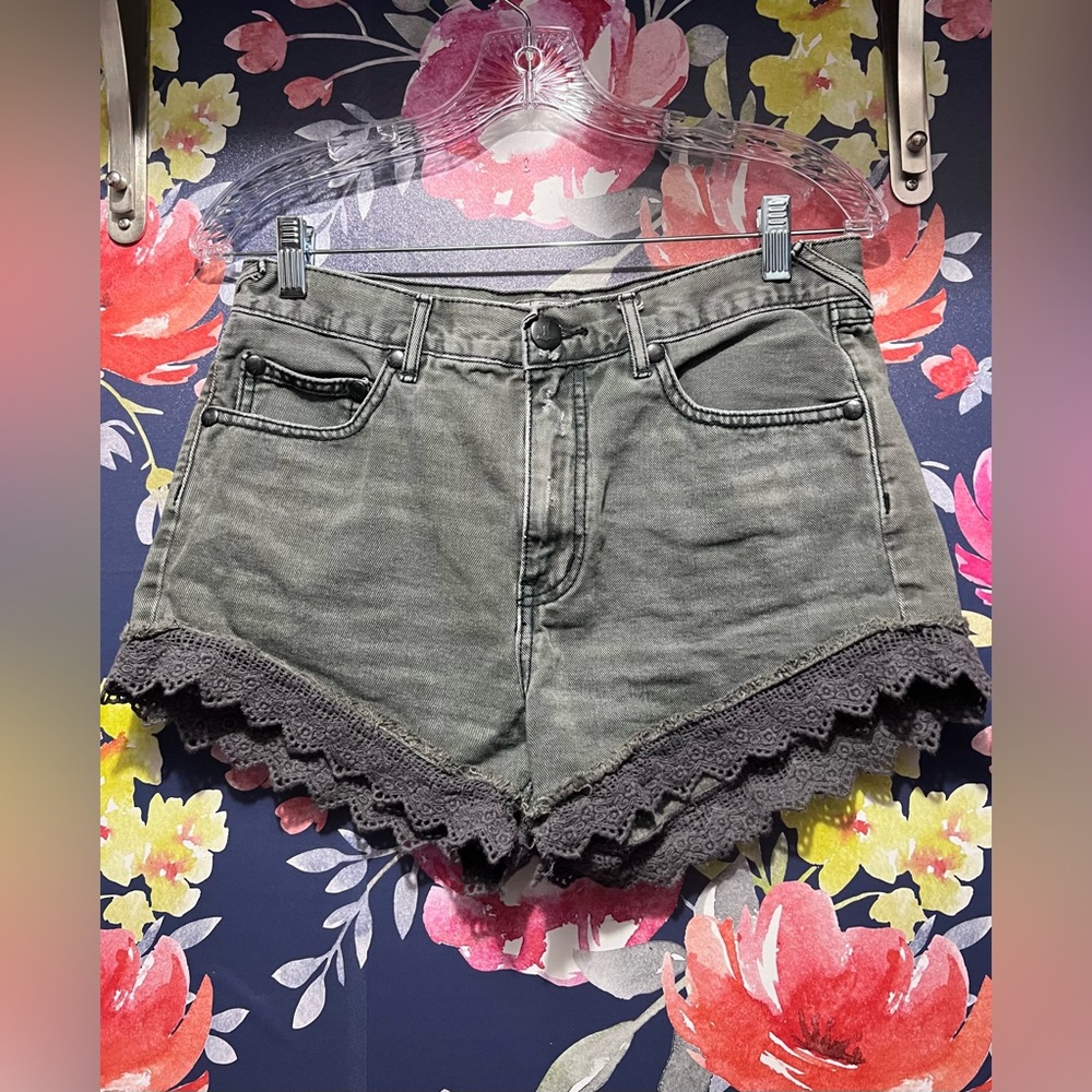 Free People Grey/Black Jean Shorts